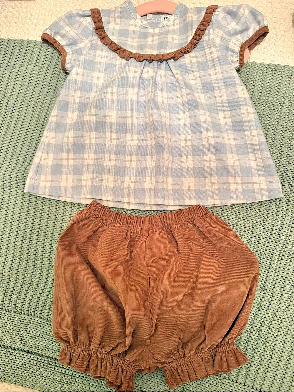ISHTEX Blue / Khaki Plaid Bloomer Set Blue & Brown Plaid Bloomer Set Baby 6M